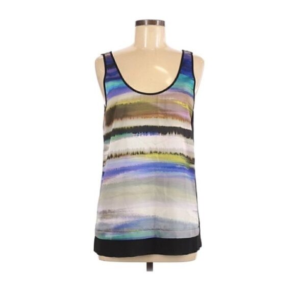 DKNY Jeans Tank Top M Sleeveless Colorful Gradient Print Summer Vacation Beach - Picture 1 of 7